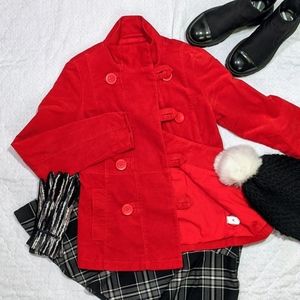 Red Double-breasted Military-style Jacket